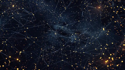 Luminous Abstract Network on Dark Background, Suitable for High-Tech Concepts