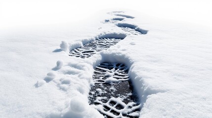 Winter Trail: Solitary Footprints in Fresh Snow