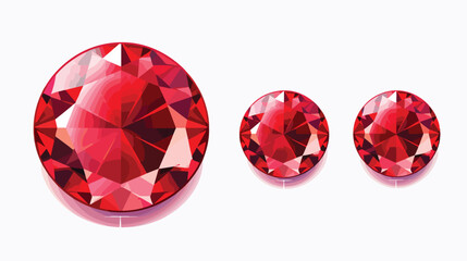 Polished and cut red sapphire flat vector isolated o