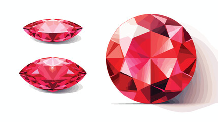 Polished and cut red sapphire flat vector isolated o