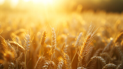 Obraz premium A captivating image of a sunlit wheat field at golden hour
