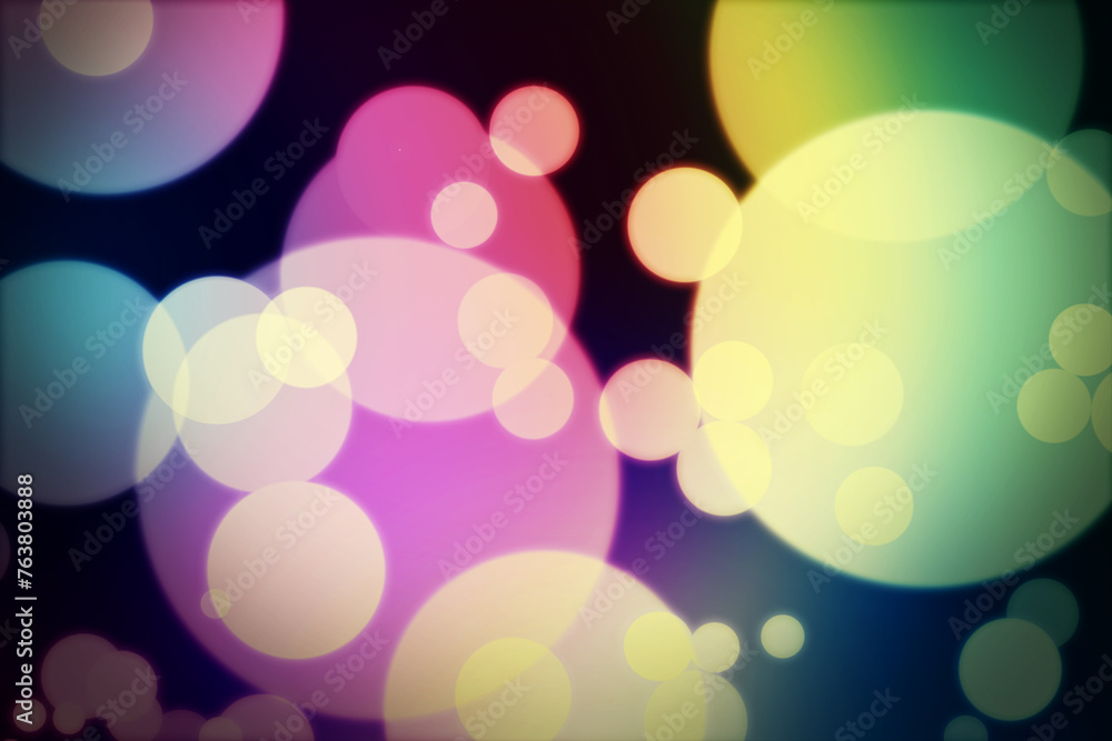 Poster bokeh, circle and colorful sparkle wallpaper with lights for abstract pattern, design or texture of 