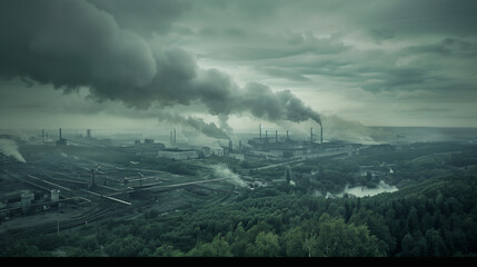 工場の煙による大気汚染