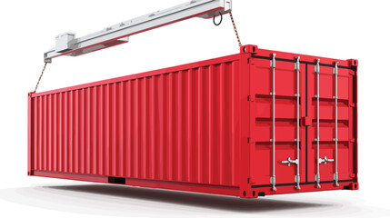 Red Cargo Shipping Container with Removed Side Wall