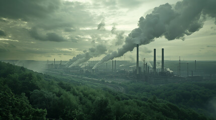 工場の煙による大気汚染 - obrazy, fototapety, plakaty