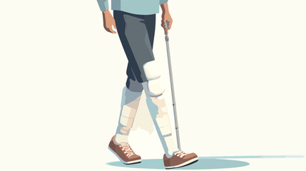 Render of someone on crutches and a plaster cast on