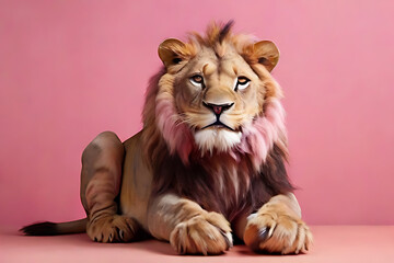 lion sitting in the background, portrait of a lion, AI Generative