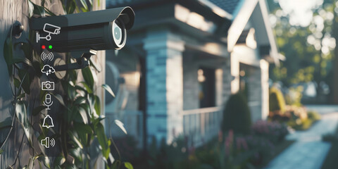 CCTV Camera technology Security System, Smart home technology, surveillance operating in house village, Home security system concept. - obrazy, fototapety, plakaty