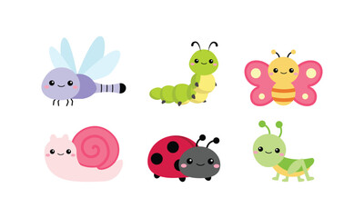 Cute garden insect clipart collection