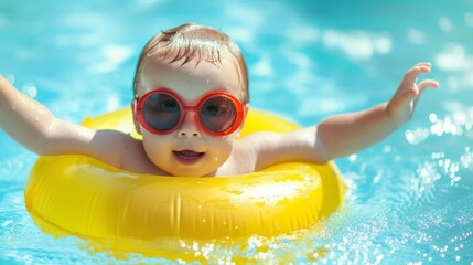 summer relaxing fun in the pool