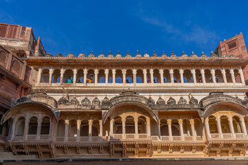 Detail from the architecture of Mehrangarh Fort in Jodhpur, Rajasthan,