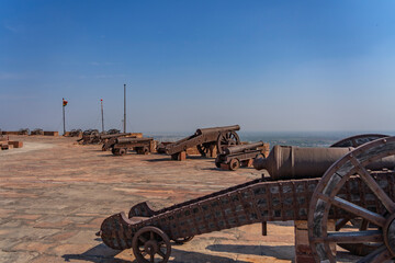 The old powder cannon of the Mehrangarh Fort in Jodhpur, Rajasthan