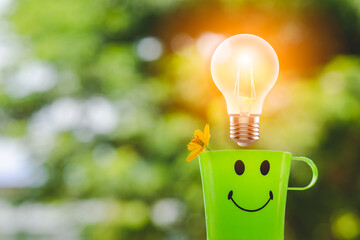 light bulb on green background