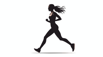 Fototapeta na wymiar silhouette of fit woman runner flat vector