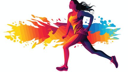 silhouette of fit woman runner flat vector