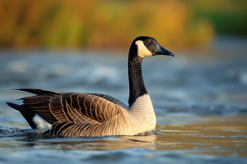 Canada goose swimming in water