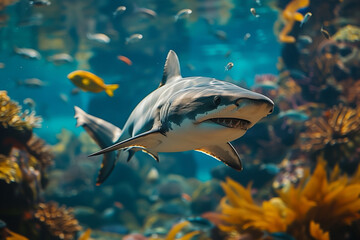 Great white shark in aquarium