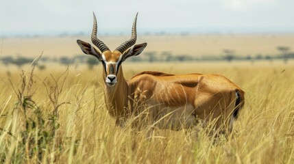 Naklejka na ściany i meble Huge male Eland Antelope in the Maasai Mara National Park, Kenya
