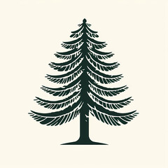 illustration of pine tree. vintage grunge logo.