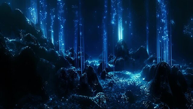 As if under a spell the ocean floor transforms into a breathtaking seascape revealing secrets of the unseen. The cold seeps and ane hydrate ice glisten in the soft glow of