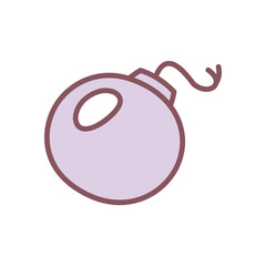 Cute bomb icon. Hand drawn illustration of a retro bomb isolated on a white background. Kawaii sticker. Vector 10 EPS.