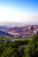 Obraz premium Scenic view from the mountain of the capital Beirut at sunset. Republic of Lebanon