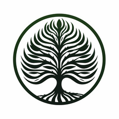 illustration of oak tree. vintage grunge logo.