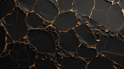 Luxurious black marble background with rich golden veins design - obrazy, fototapety, plakaty