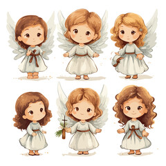 Christmas Angels clipart isolated on white background