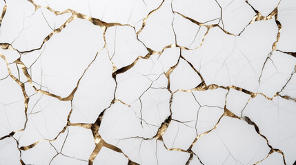 Modern white marble background with distinctive golden vein patterns