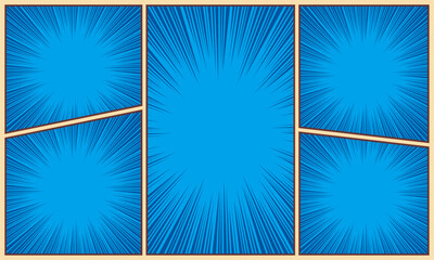 Comic panel blue background with burst radial effect