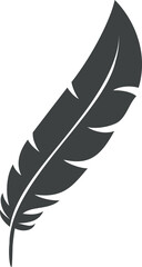 Bird feather black icon. Stylized flying logo