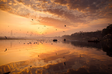 Sunrise on Yamuna River, Delhi, India