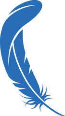 Blue feather logo. Creativity symbol. Writer icon