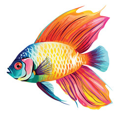 Colorful Exotic Fish clipart isolated on white background