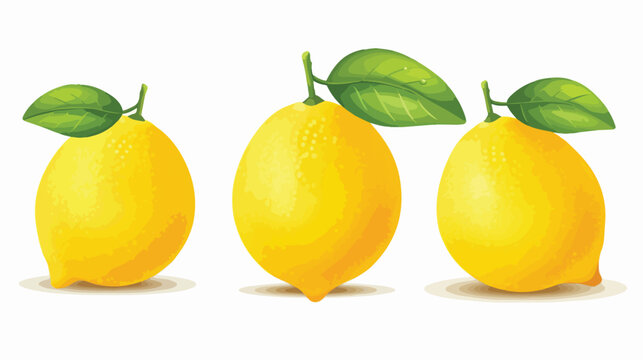Three Vector Lemons on a white background flat vector