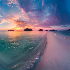Zelfklevend Fotobehang Enchanting Sunrise over Pristine Beach: A Perfect Tropical Paradisiacal Getaway © Mason