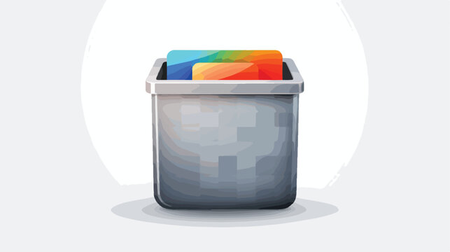 Trash bin glossy ui button with pixelated icon. Remo