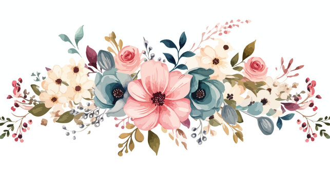 Vector card with floral pattern in watercolor style.