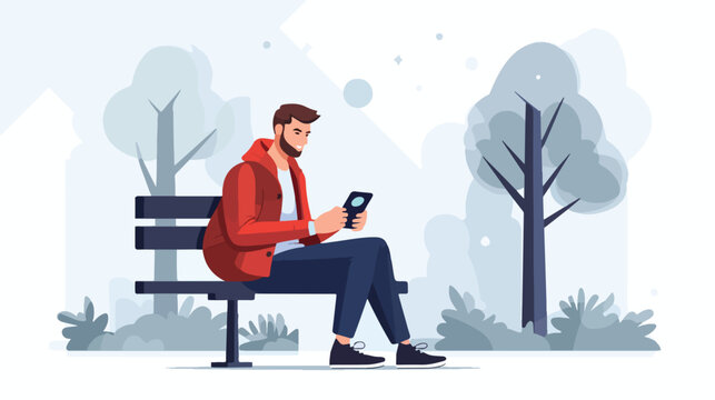 Vector carton illustration of Man sitting on park 