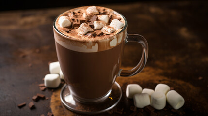 A rich and velvety hot chocolate with marshmallows.