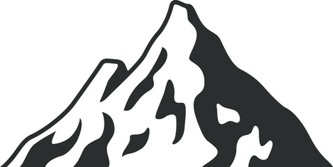 Black mountain drawing. High peak icon. Travel logo