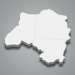 Fototapeta premium 3d isometric map of Loh-Djiboua is region of Ivory Coast