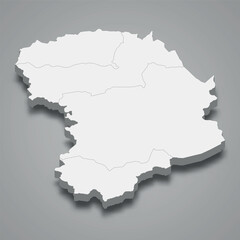 3d isometric map of Bounkani is region of Ivory Coast