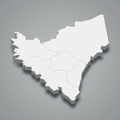 3d isometric map of Gontougo is region of Ivory Coast