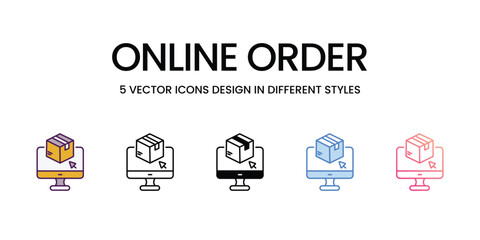 Online Order icons set in different style vector stock illustration