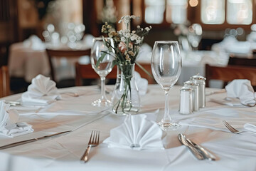 Wedding banquet in a restaurant, served table in a restaurant