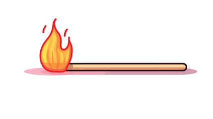 Warm gradient line drawing of a cartoon burnt match