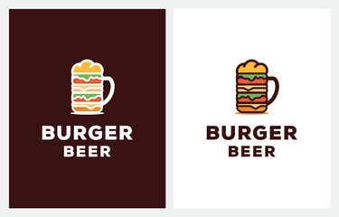 Burger and Beer Food Drink logo graphic design