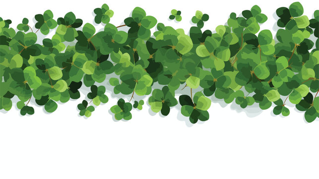White banner with shamrock leaves. Realistic green 